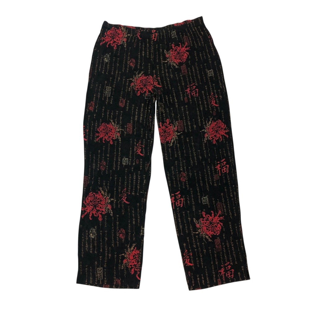 Chicos Travelers Japanese Floral Wide Leg Palazzo Pants Size XL Travel Vacation
